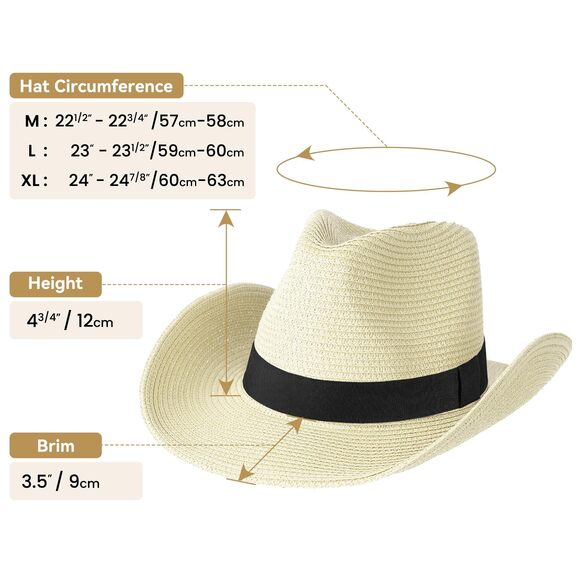 7341 Straw Cowboy Hat For Men Women Western Cowgirl Hats With Shapeable Wide - Picture 6 of 6